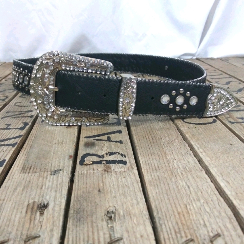 Black & Silver Bling Belt